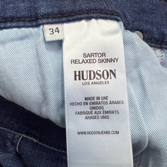 👖|•HUDSON•| Dark Wash Raw Hem Tapered Leg Jeans Size 34👖 - Picture 6 of 8